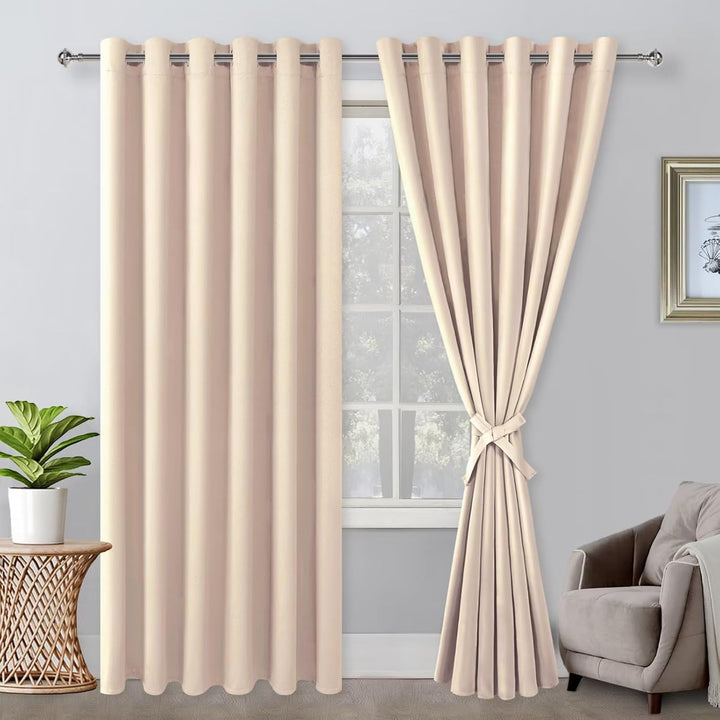 Hiasan Verdunklungsvorhänge Gardinen mit Ösen,Beige Blickdicht Vorhänge,2 Stück,140 x 175 cm (Breite