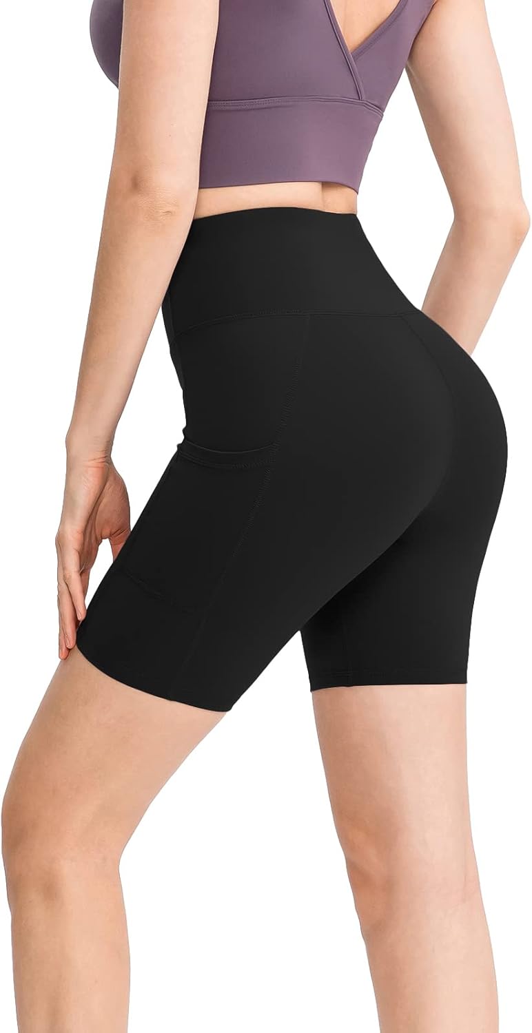 HomyComy Damen Sporthose Kurze Hohe Taille Yogahose Leggings für Sommer Leggins Radlerhose Fitness H