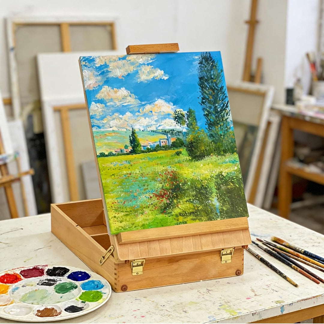Tischstaffelei, Premium-Holz-Sketchbox-Staffelei, Kofferstaffelei, Staffelei kinder Erwachsene, Küns