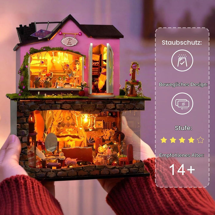 Cuteefun DIY Miniatur Puppenhaus Kit zum BAU Miniatur Haus mit Staubschutzhaube und Werkzeugen Selbe