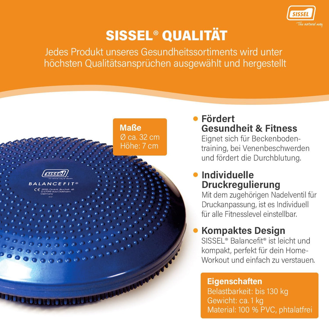 SISSEL Balancefit, Luftgefülltes Sitzkissen mit Noppen, Ø 32 cm blau, blau