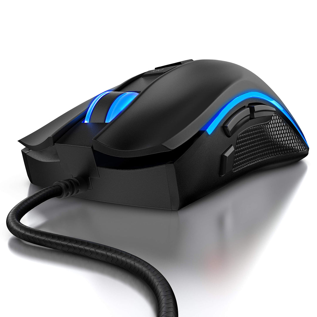 CSL-Computer TITANWOLF - Gaming Maus 12400 DPI mit RGB Beleuchtung, 8 programmierbare Tasten, Ergono