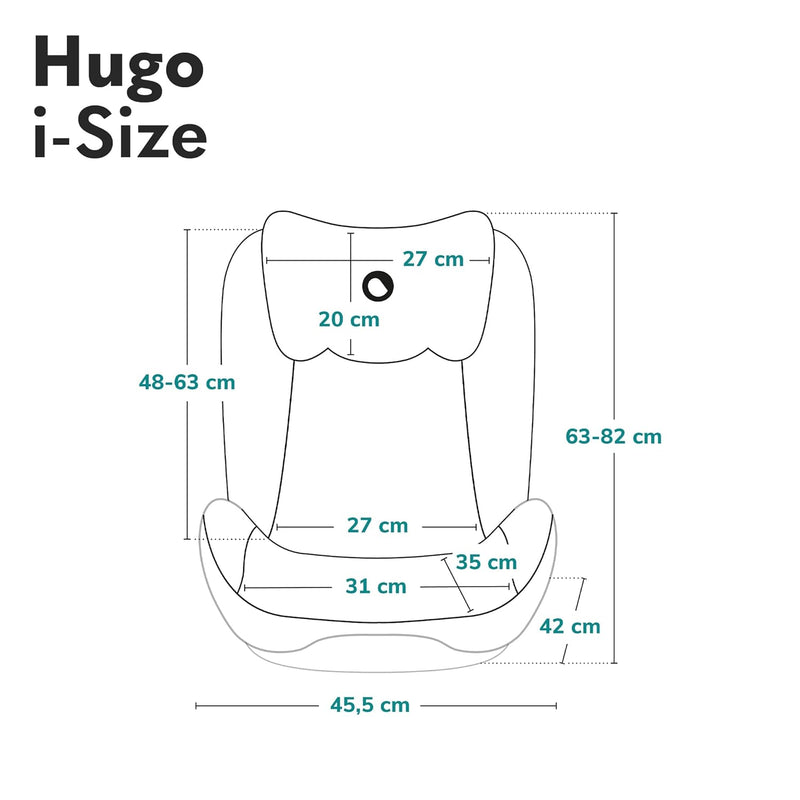 LIONELO HUGO I-SIZE Kinderautositz, Gruppe 2 3, von 100–150 cm, ISOFIX-Installation, verstellbare Ko