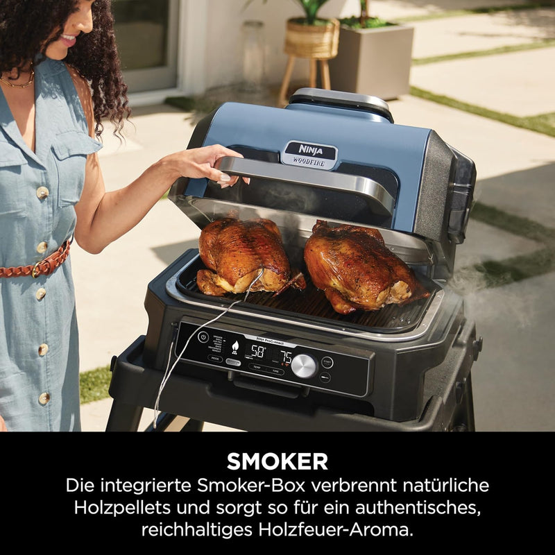 Ninja Woodfire Pro Connect XL Elektrischer BBQ Smoker Grill, App-Steuerung, digitaler Temperaturfühl