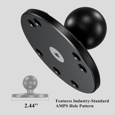 BRCOVAN 2 Stück, 1'' Kugelhalterung mit Aluminiumlegierung AMPS-Loch Runder Plattenbasis, Kompatibel