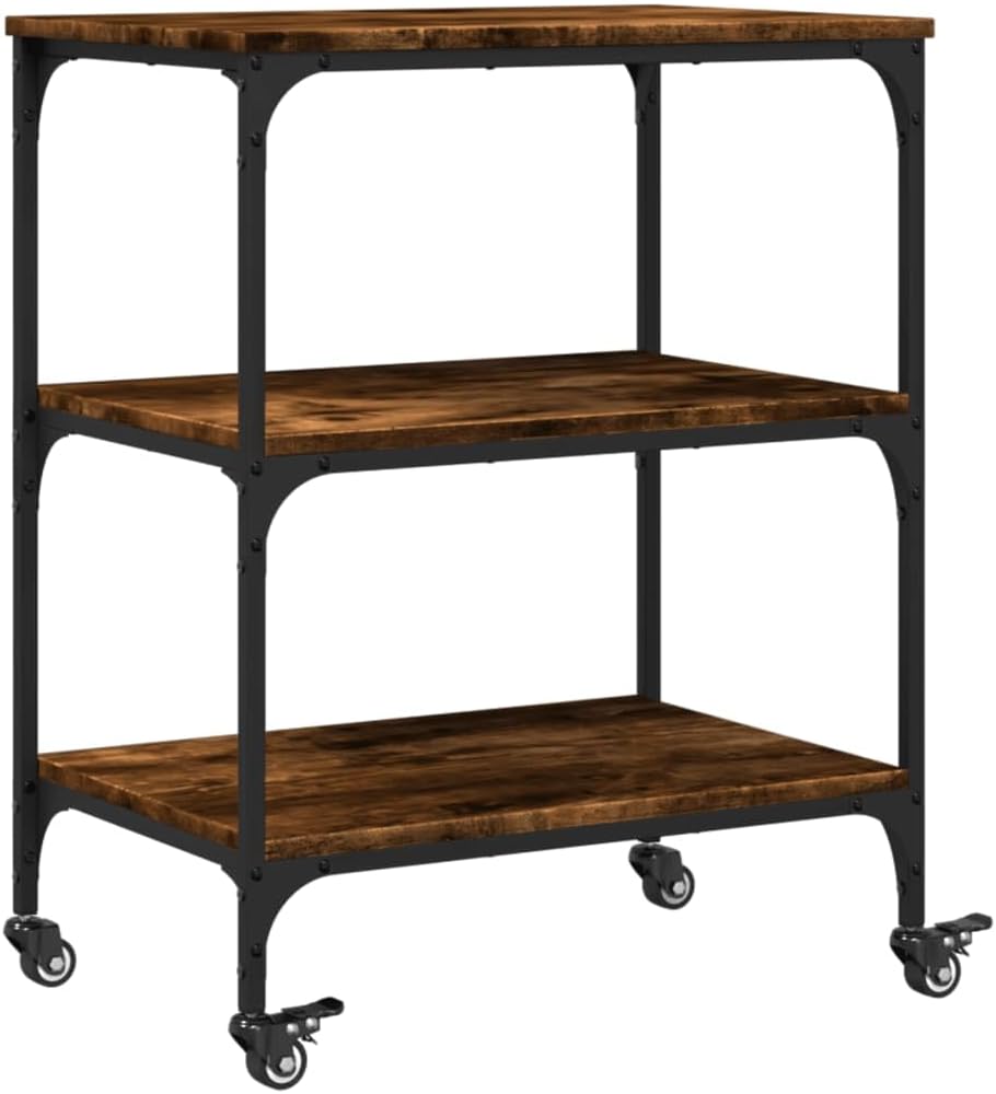 vidaXL Küchenwagen, Servierwagen mit viel Stauraum, Rollwagen Trolley für Küche Bar, Gemüsewagen Meh