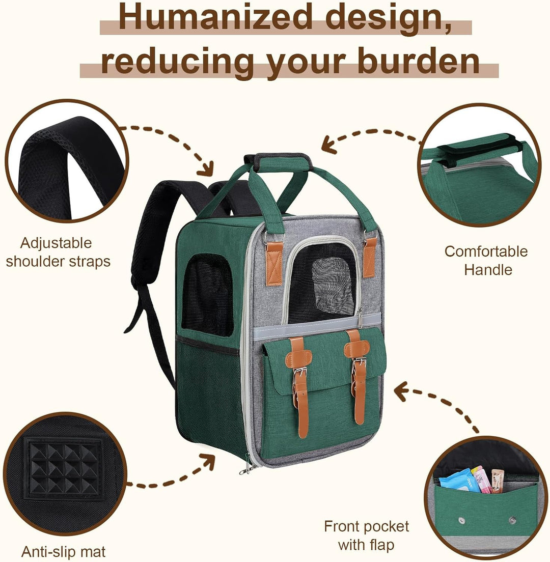 Haustier Rucksack für Katzen & Kleine Hunde,Atmungsaktiver Tragbare Katzenrucksack mit Sichtfenster,