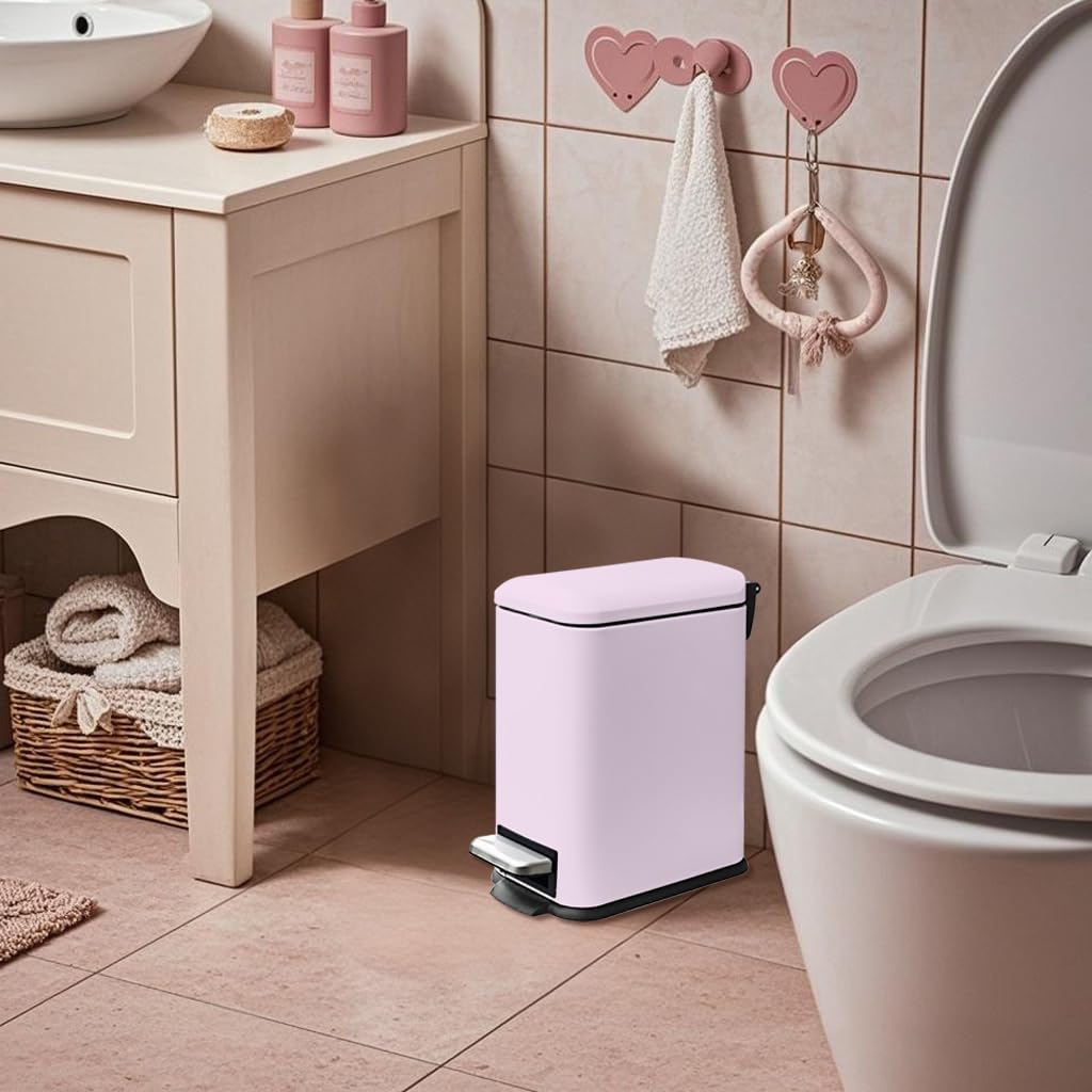 Mülleimer,5L Kosmetikeimer mit Softclose Deckel,5 Liter Abfalleimer Bad mit Pedal,Badezimmer Tretmül