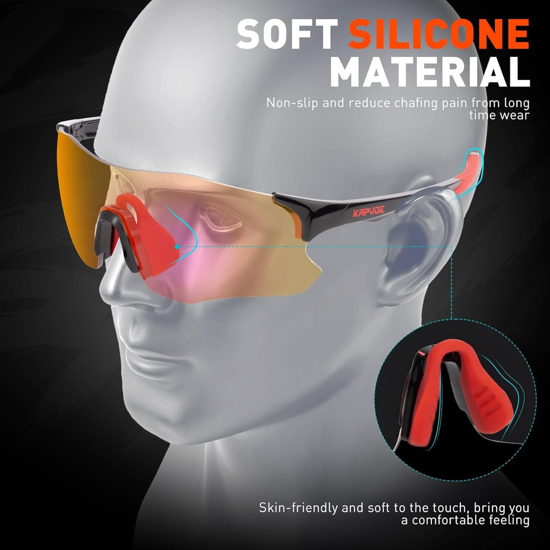 KAPVOE Fahrradbrille Selbsttönend Herren Damen 26g Ultraleicht Schnelle Brille MTB Radfahren Radbril