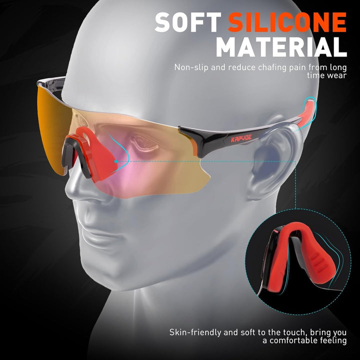KAPVOE Fahrradbrille Selbsttönend Herren Damen 26g Ultraleicht Schnelle Brille MTB Radfahren Radbril