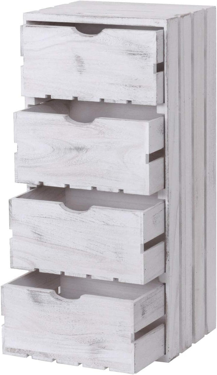 Mendler Kommode HWC-C62, Schubladenkommode Holzkiste, Shabby-Look Vintage, 4 Schubladen 70x32x26cm -