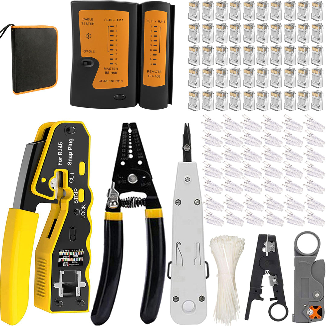 MAYLINEE CAT5 CAT6 Netzwerk Werkzeug Set Crimpzange für RJ11/RJ12/RJ45, Patchkabel Wartung LAN Kabel