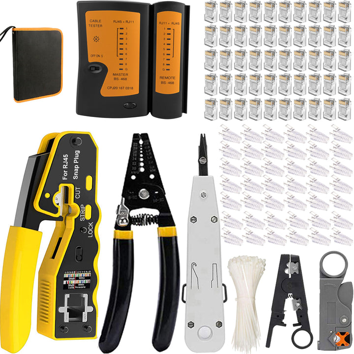 MAYLINEE CAT5 CAT6 Netzwerk Werkzeug Set Crimpzange für RJ11/RJ12/RJ45, Patchkabel Wartung LAN Kabel