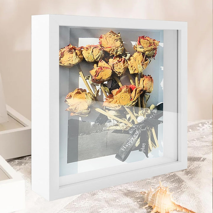 GBACHOOSE 4 Stück 3D Bilderrahmen zum Befüllen, 3D Bilderrahmen 20x20 cm, Bilderrahmen Quadratisch W