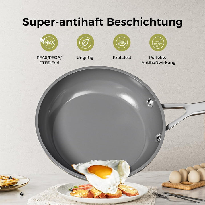 DiamondTitan Keramik Pfanne 24cm, Antihaft Bratpfanne für alle Herdarten, PTFE-frei PFAS-frei PFOA-f