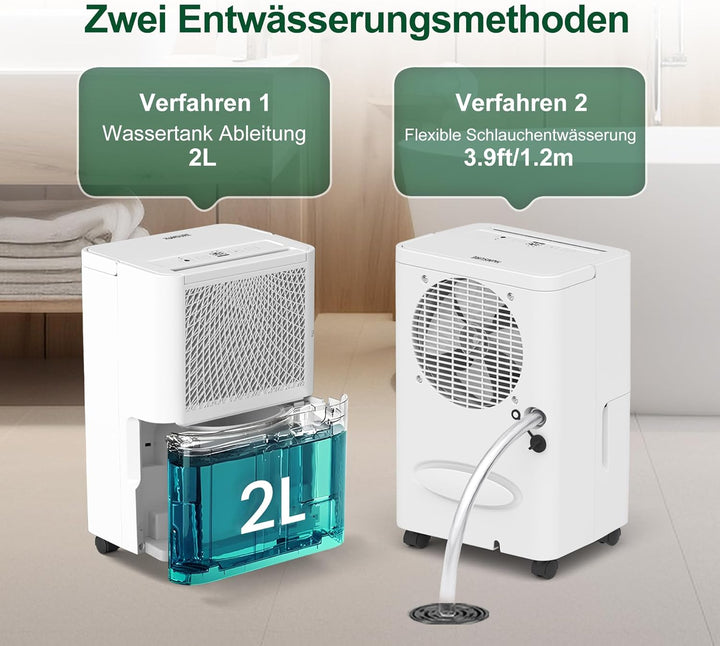 Luftentfeuchter Elektrisch,10L/Tag Hochleistungs Entfeuchter,Raumentfeuchter mit Wäschetrocknung, Ab