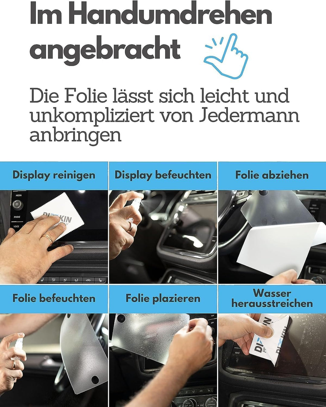 DISSKIN® Displayschutzfolie für Volkswagen Discover Media &amp; Pro Display - selbstheilend durch Wärme,