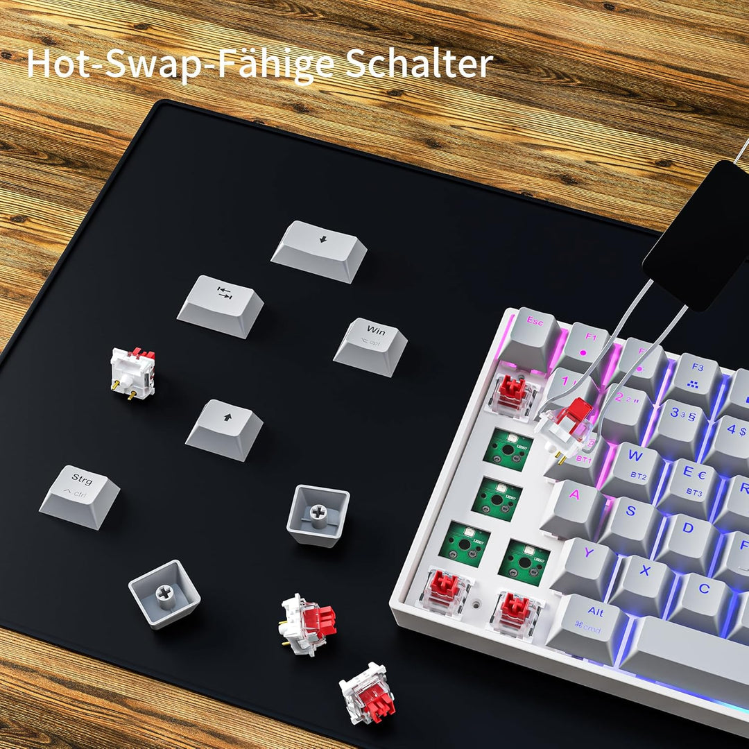Newmen GM840 Gaming Tastatur Mechanische,2.4G Kabellose/Bluetooth/USB C Mit Kabel 75 Prozent TKL Tas