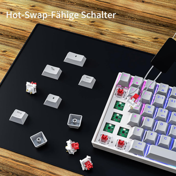 Newmen GM840 Gaming Tastatur Mechanische,2.4G Kabellose/Bluetooth/USB C Mit Kabel 75 Prozent TKL Tas