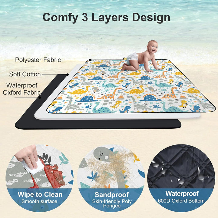 Extra gross Kinder Picknickdecke Wasserdicht 200 * 200cm, Strandmatte Campingdecke Gepolstert Faltba