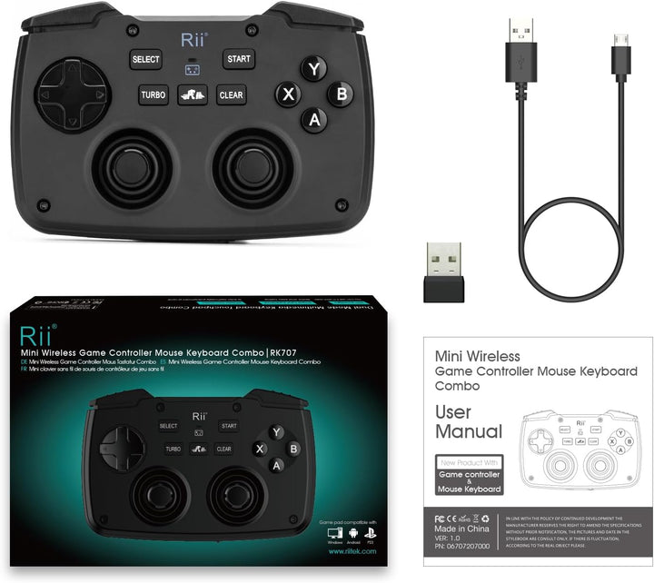 Rii RK707 Mini-Tastatur- und Maus-Kombination mit Trackpad, Media-Tastatur-Maus mit Game-Controller,