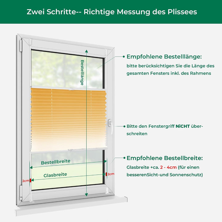 Allesin Plissee ohne Bohren mit Farbeverlauf, Orange-Weiss 50x110cm(BxH), Plissees Klemmfix, Plissee