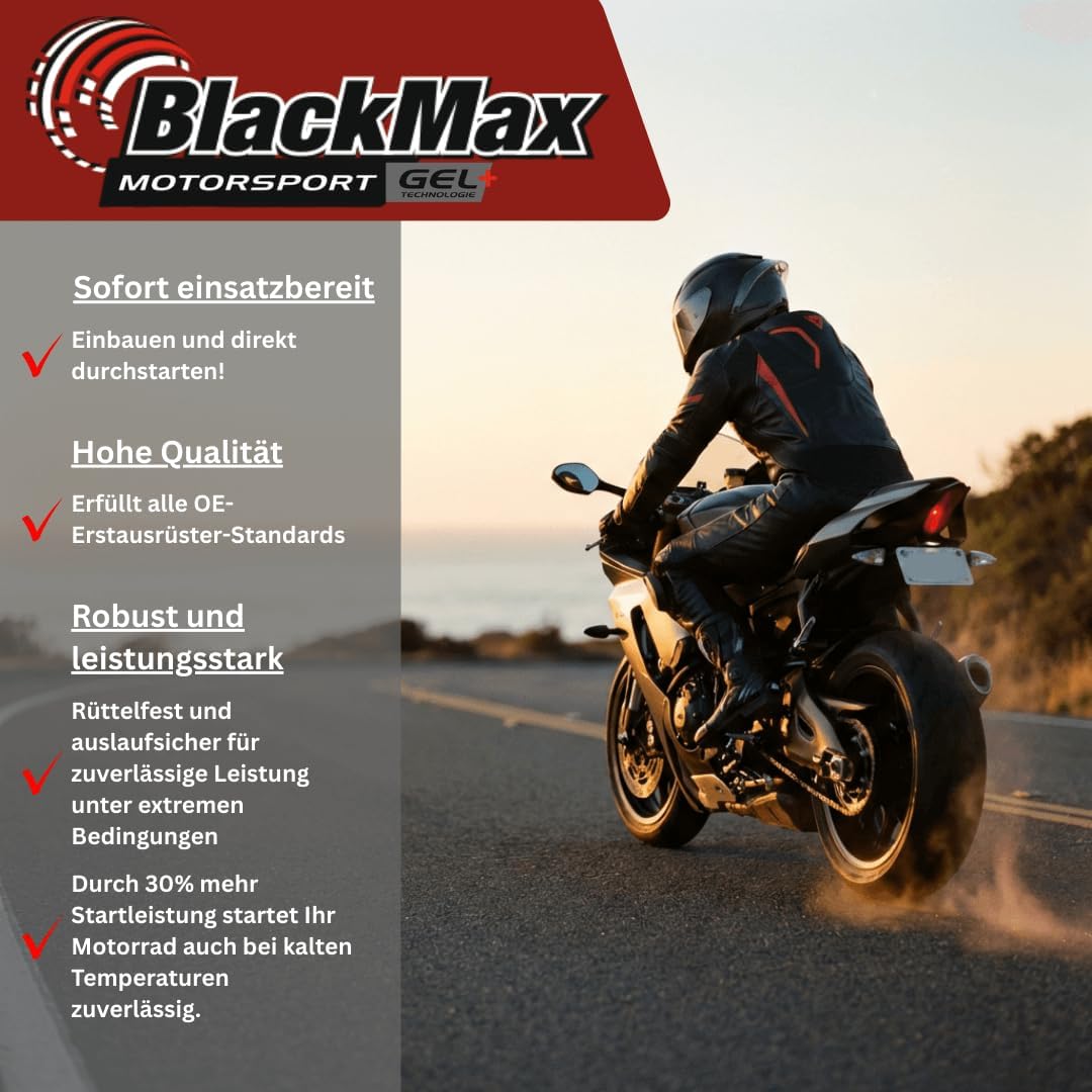 BlackMax CTX4L-BS Motorradbatterie YTX4L-BS GEL 12V 4Ah Roller Batterie 50314 4Ah - 65A, 4Ah - 65A