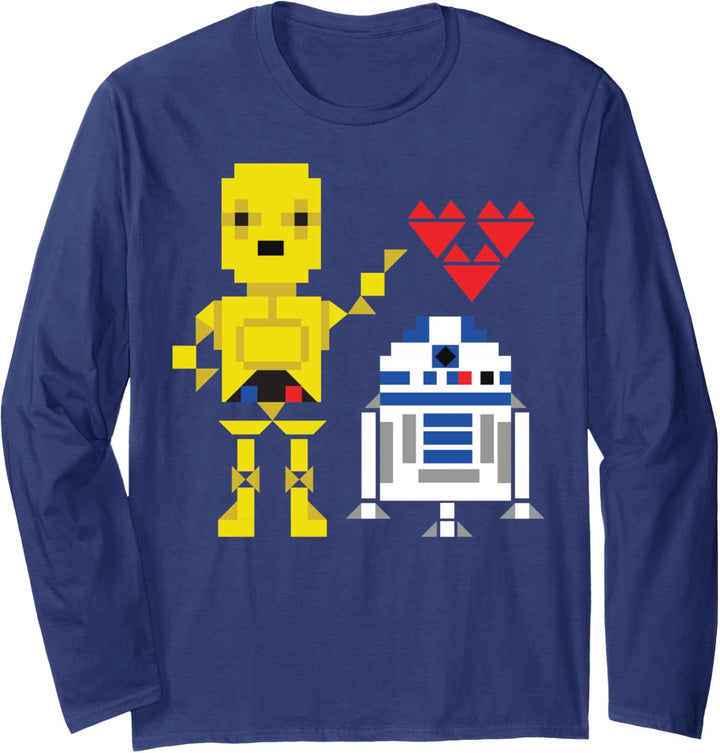 Star Wars C-3PO R2-D2 Droid Love Valentine's Langarmshirt