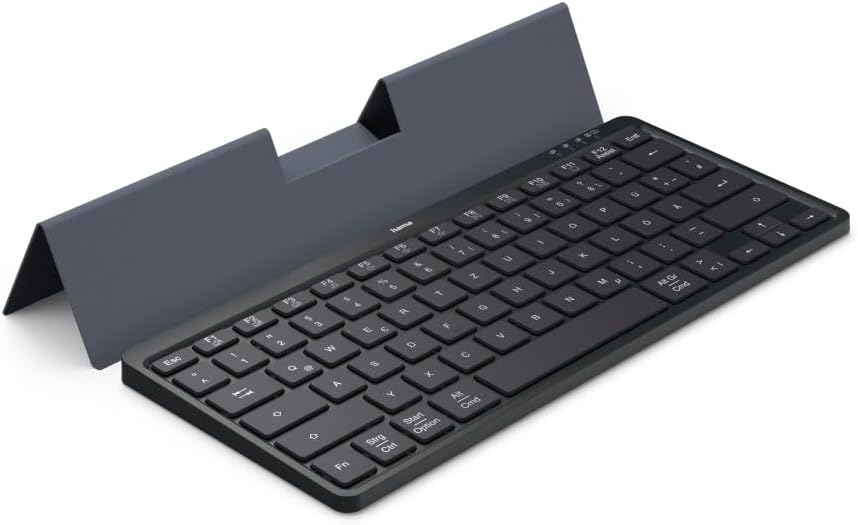Hama Multi-Device-Tastatur Travel 600", Hülle, Bluetooth®, klein, kabellose Tastatur QWERTZ DE, schw