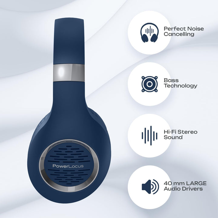 PowerLocus Bluetooth Kopfhörer Over Ear, Kabellose Kopfhörer Faltbarer mit Mikrofon, Hi-Fi-Stereo ti