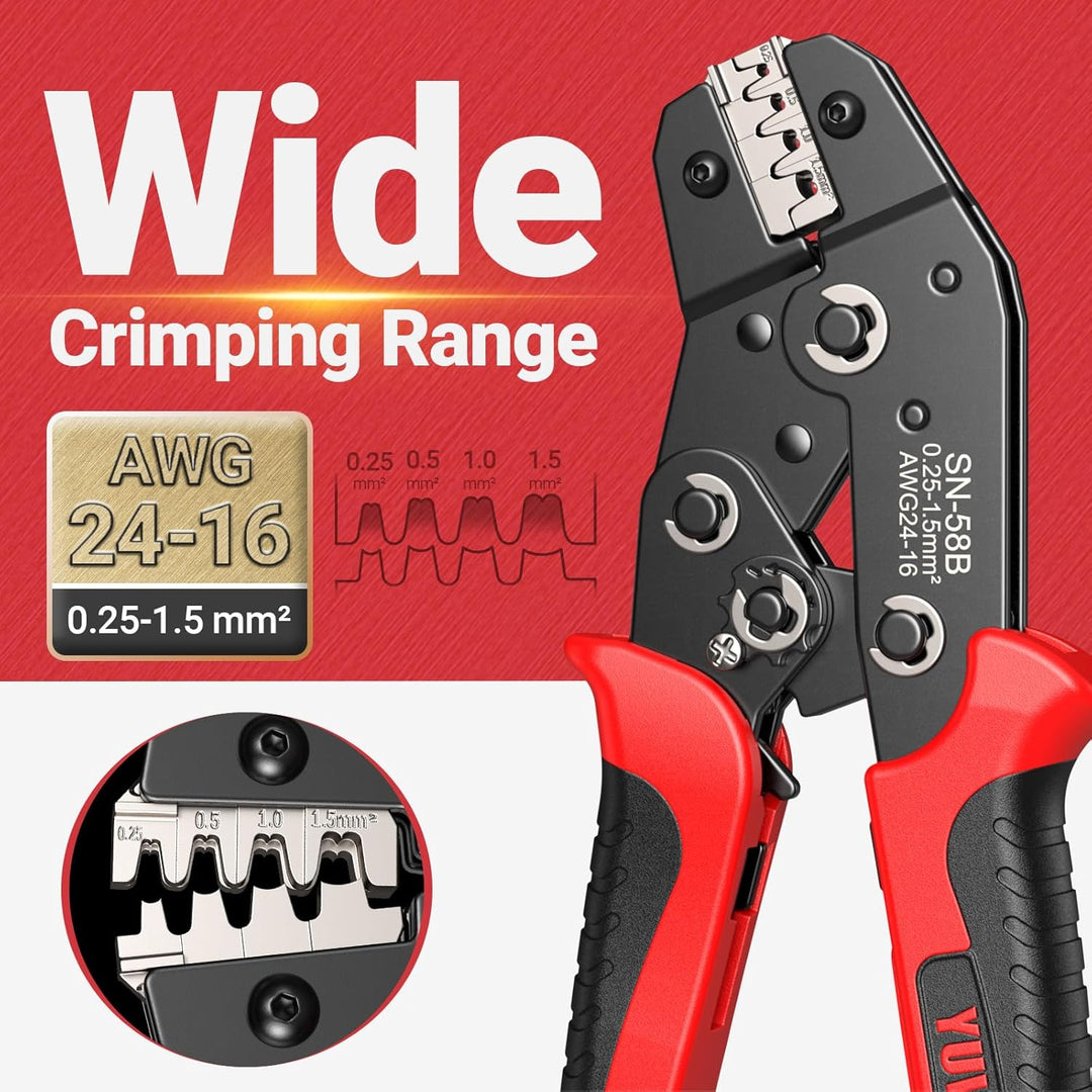 Crimpzange,0.25–1.5 mm² (AWG23–16) Crimpzangen, ideal für Steckverbinder von JST, DuPont, AMP, Deuts