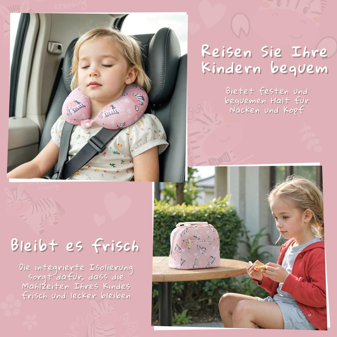 COOLIFE 5tlg Kinderkoffer mit Rucksack, Kindertrolley aus Kunststoff, Kindergepäck, Kinder Kofferset
