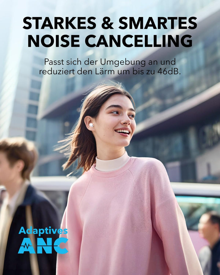 soundcore A30i von Anker, Kabellose Kopfhörer, Smartes Noise Cancelling, Ultra-Geräuschunterdrückung