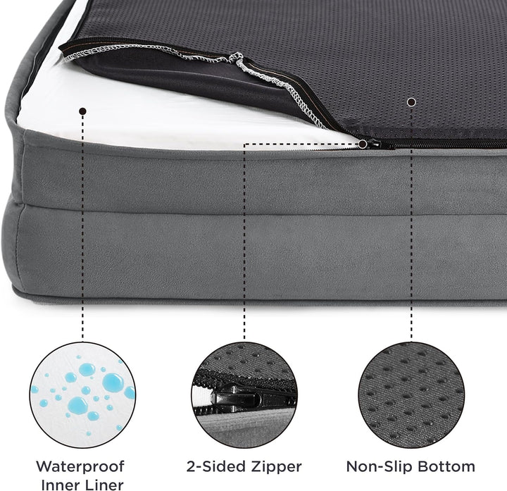 Bedsure orthopädisches Hundebett Ergonomisches Hundesofa - 89x63 cm Hundecouch mit eierförmiger Kist