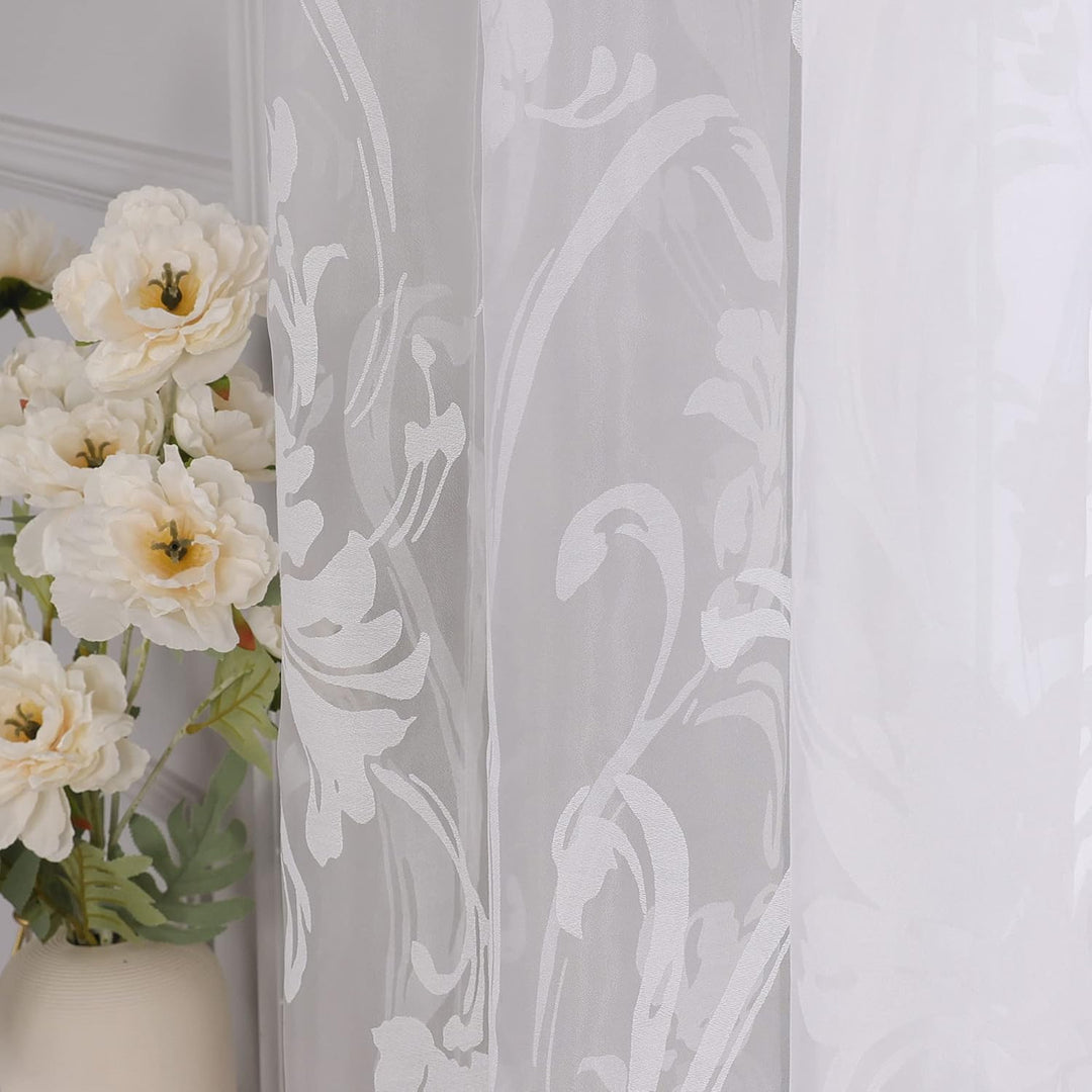 CORLIF Voile Gardine mit Ösen Vorhang Ausbrenner Muster Transparente Gardinen Wohnzimmer Schlafzimme