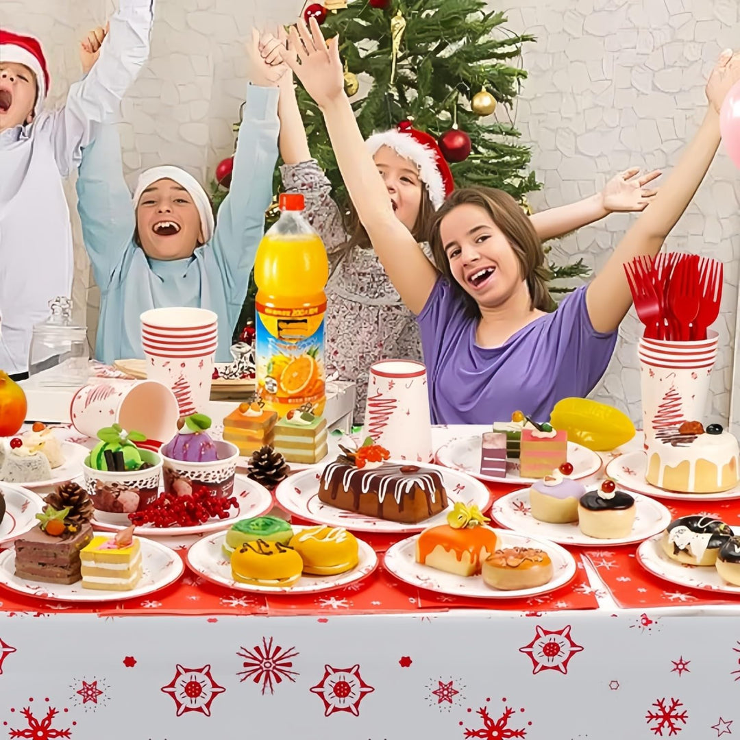 KAHEIGN 168Pcs Weihnachten Geschirr Set für 24 Personen, Papier Partygeschirrset mit 24Sets Speisete