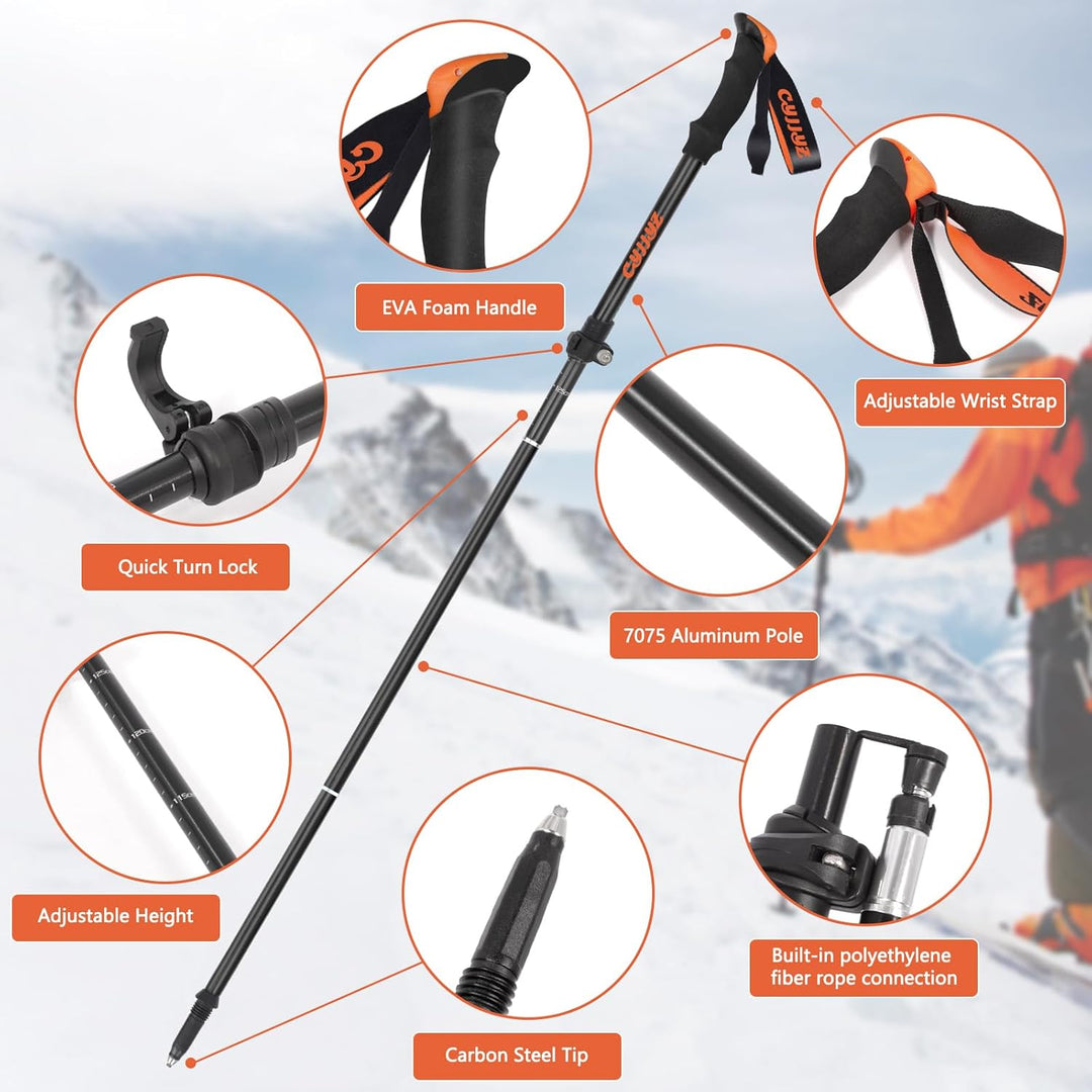 2Pcs Wanderstöcke, Nordic Walking Stöcke, Verstellbar 108-135cm, Faltbar Leichte Trekkingstöcke Dame