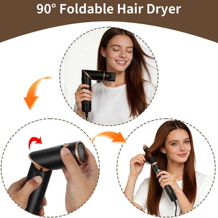 6 in 1 Hairstyler, Professioneller Föhnbürste Haarstyler, Hair Styler Set mit Auto Luft Links/Rechts