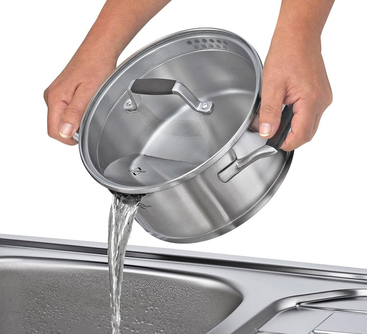 Küchenprofi COOK Topfset BOLOGNA | 4-tlg. | Edelstahl | Glasdeckel | Induktionsgeeignet | Ausgiesser