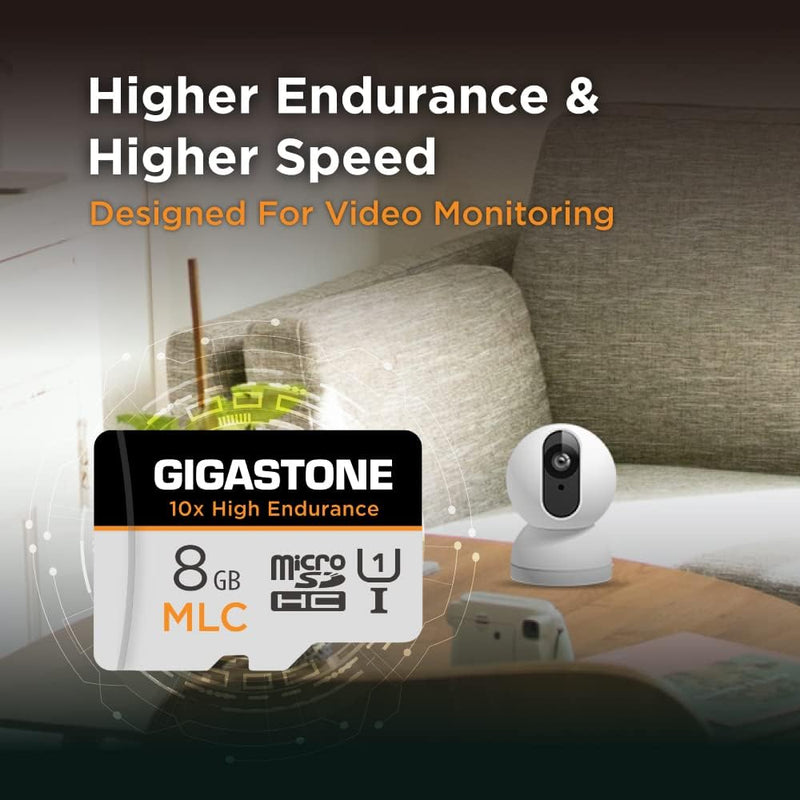 [10x High Endurance] Gigastone MLC 8GB 10er-Pack Industrial MicroSDXC Karte mit Adapter,85/15 MB/s 4