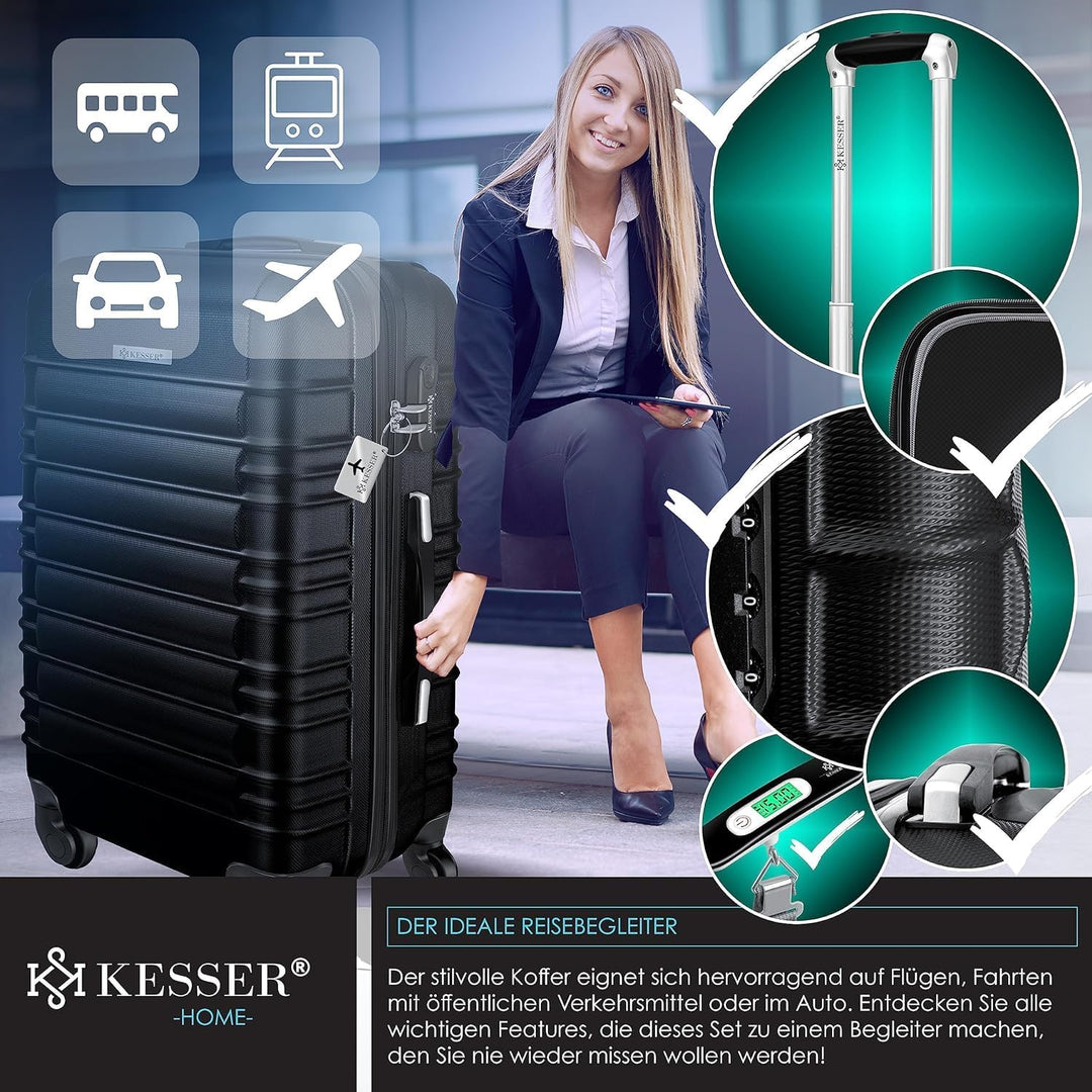 KESSER® Reisekoffer Mittlerer Hartschalen-Koffer Inkl. Kofferwaage + Gepäckanhänger Trolley Gepäck R