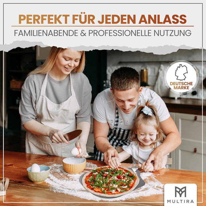 Pizzaschieber Aluminium drehbar | Ergonomischer Holzgriff, perforierte Schaufel, abnehmbar & hitzebe