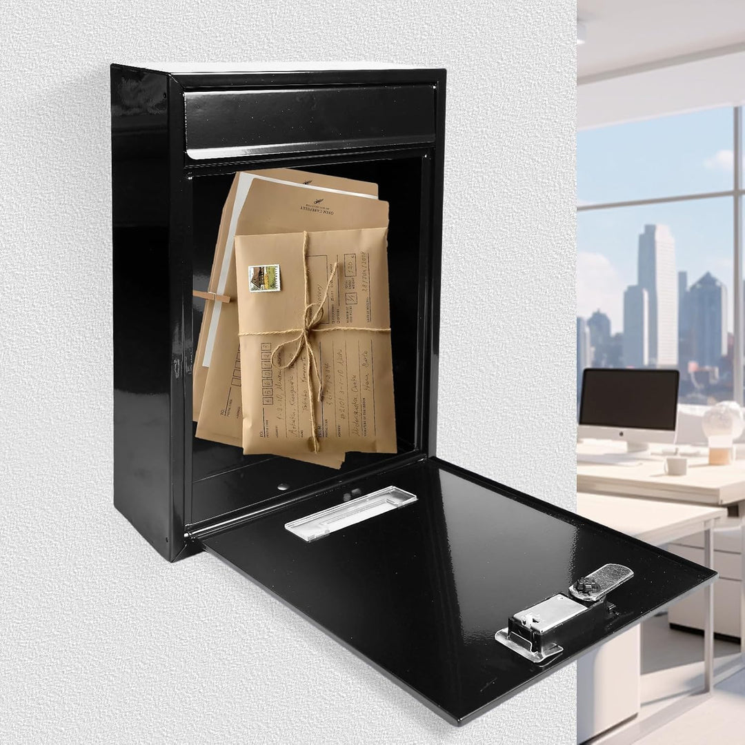 Wandmontage Briefkasten, Grosser Briefkasten mit Sichtfenster, Sicherheitsbriefkasten mit Zahlenschl