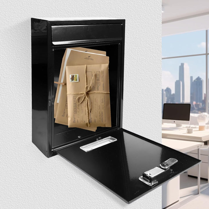 Wandmontage Briefkasten, Grosser Briefkasten mit Sichtfenster, Sicherheitsbriefkasten mit Zahlenschl