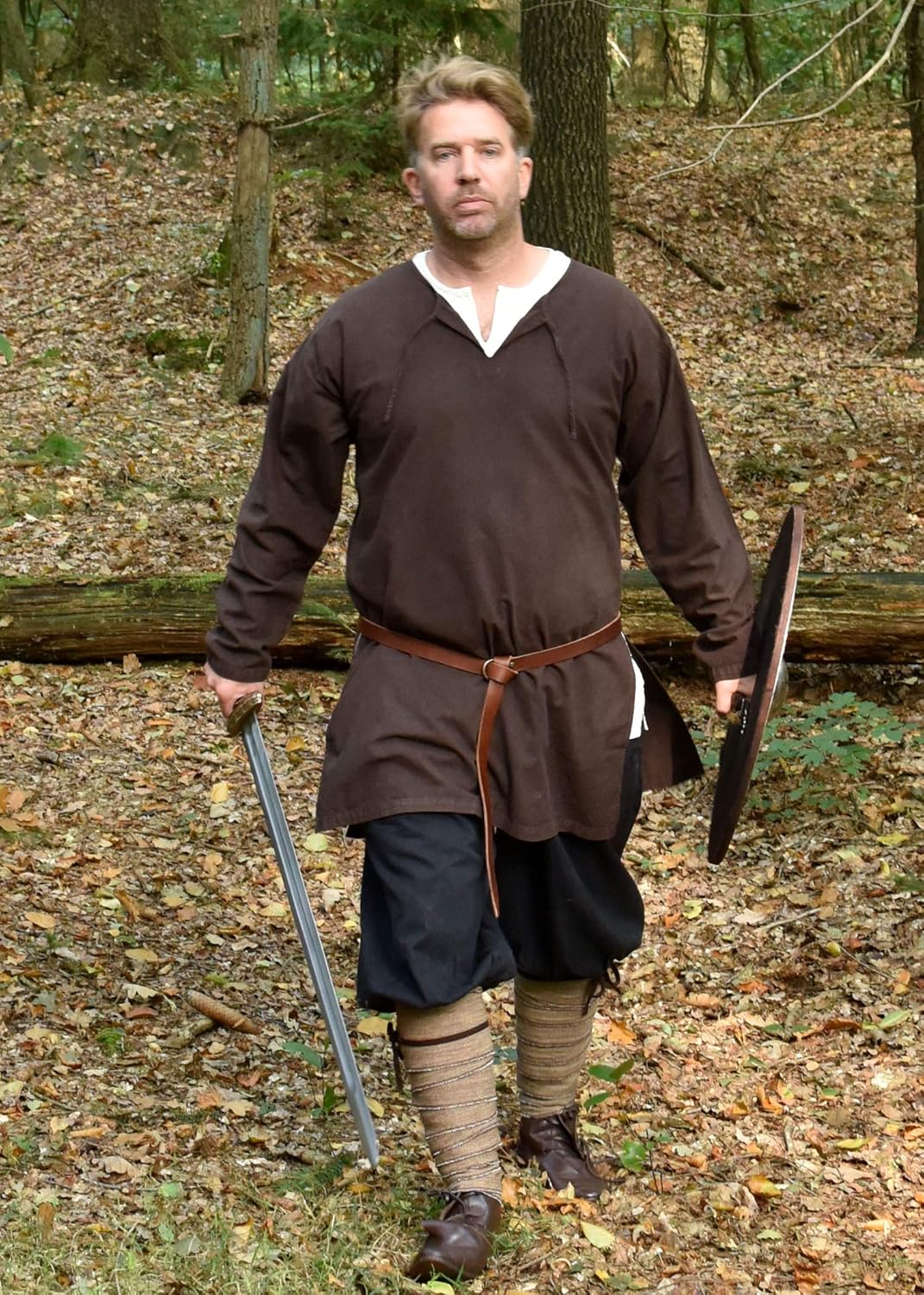 Battle-Merchant Mittelalter Wadenwickel für Damen und Herren, Paar, mit Fischgrätmuster für Mittelal