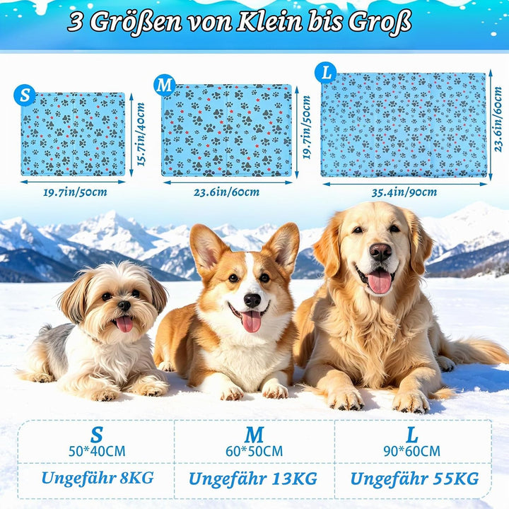 Kühlmatte Hund 60 x 50 cm, Kühlmatte für Hunde &amp; Katzen Faltbare, Kühldecke für Haustiere Leicht Rei