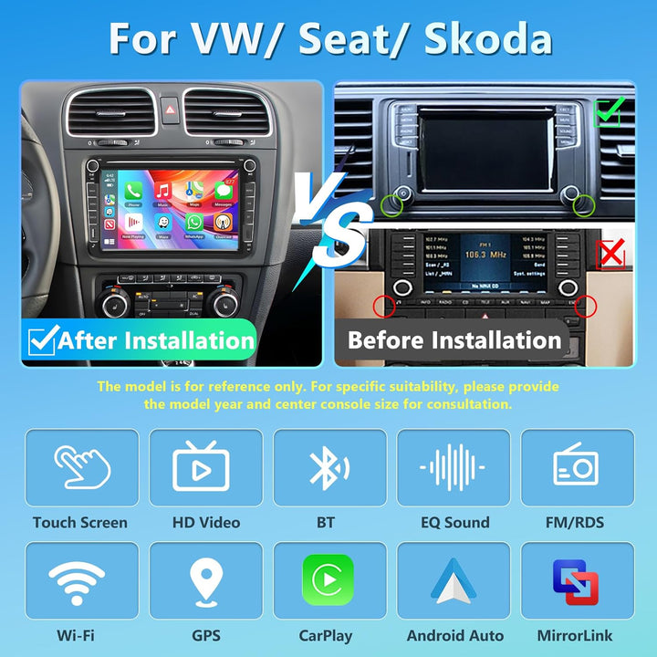 4GB+64GB Android Autoradio für VW Passat B6 T5 Golf 5 6 Polo 6R Tiguan T5 Jetta Seat Skoda, Carplay