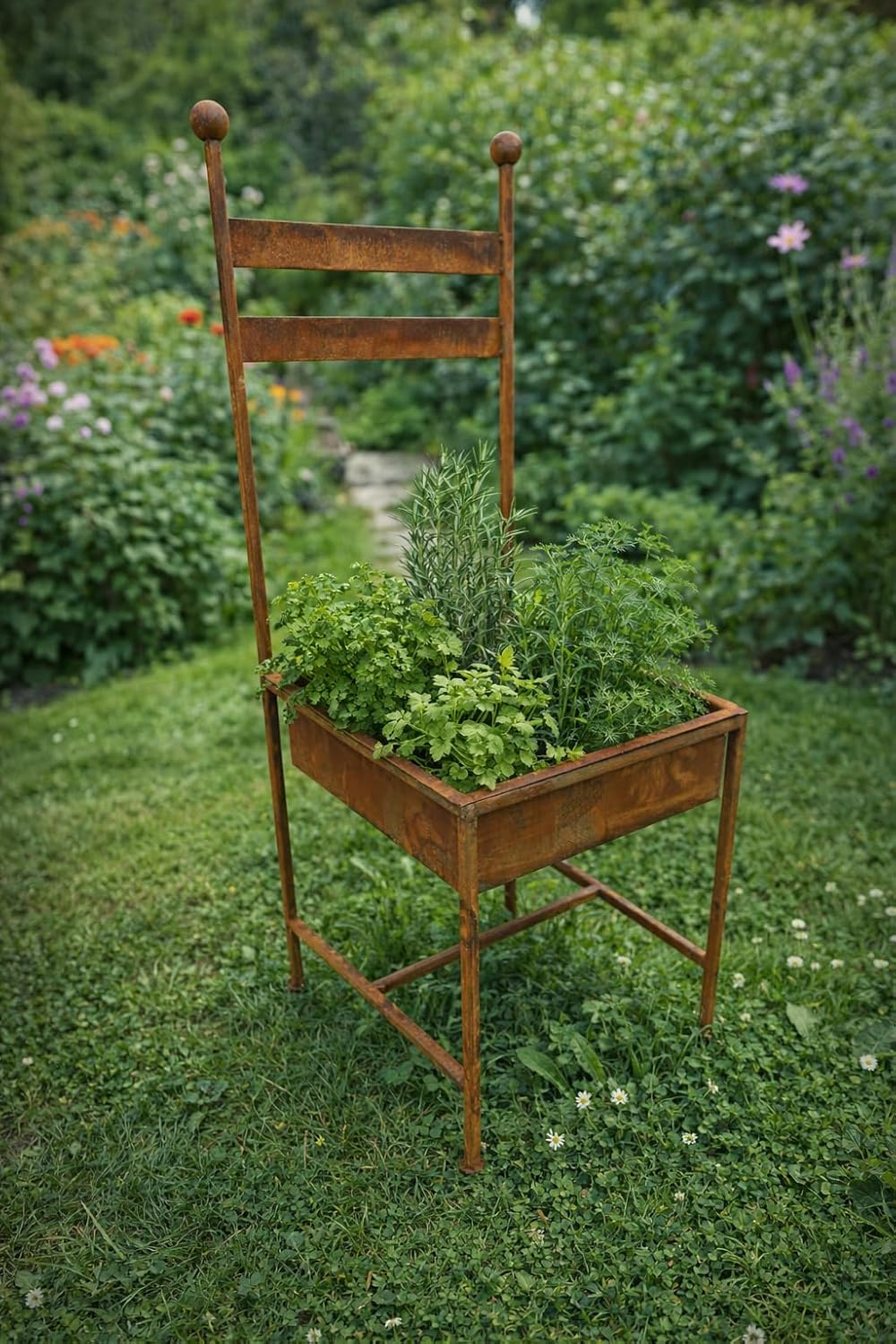 Blümelhuber Rost Deko für Garten Metallstuhl -Rostige Vintage Garten Dekoration zum Bepflanzen - Gar