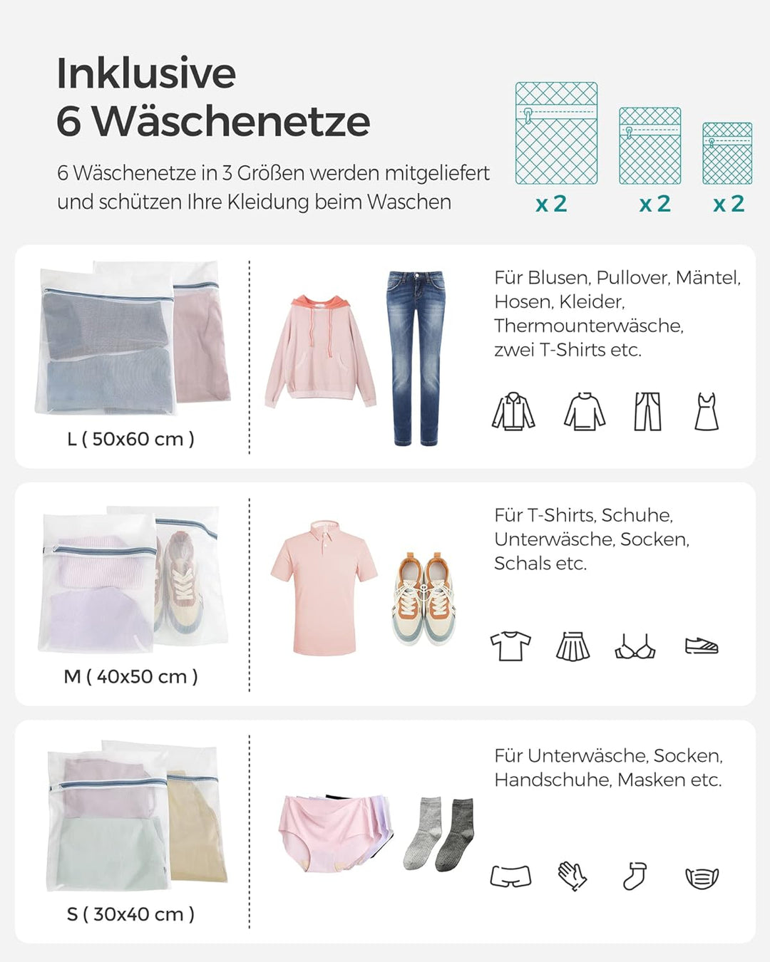 SONGMICS Wäschekorb mit Deckel, Wäschesammler 90 Liter, 2 Fächer, herausnehmbarer Wäschesack mit Gri