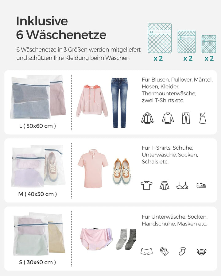 SONGMICS Wäschekorb mit Deckel, Wäschesammler 90 Liter, 2 Fächer, herausnehmbarer Wäschesack mit Gri